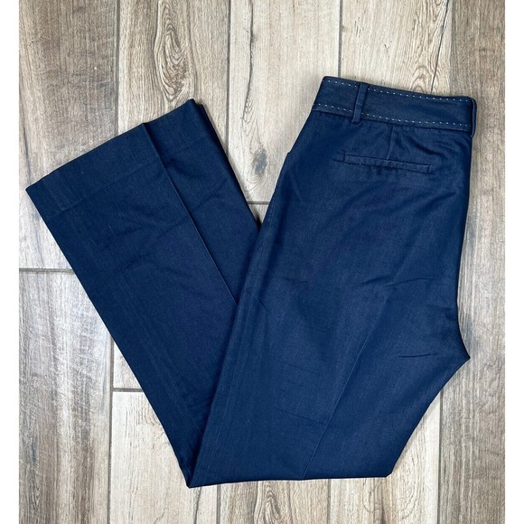 Tahari Pants Womens 12 Blue Boot Cut Mid Rise Flat Front Dress Career Slacks - Picture 1 of 16